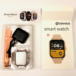Doviico Health Fitness Tracker Smart Watch black/peach/pink IOS Android Bluetoot